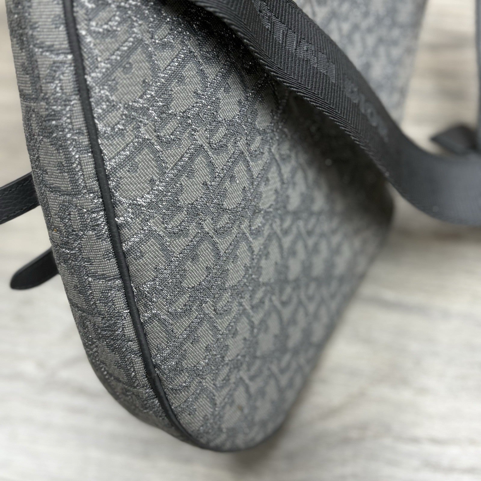 Christian Dior Ruthenium Oblique Saddle Bag ' Grey ' | SUPER CLEAN!