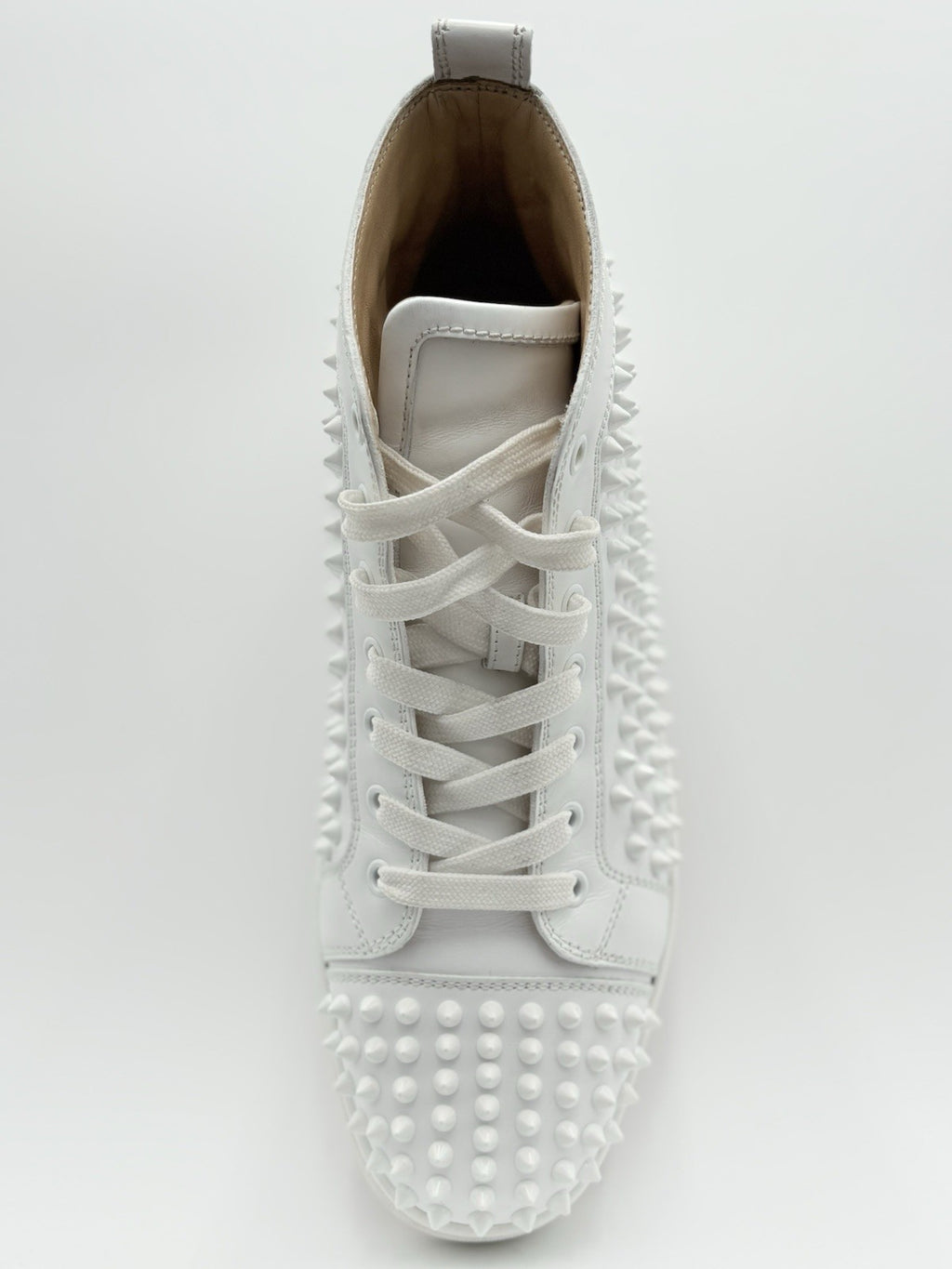 Size 40.5 (7.5 US) Christian Louboutin Spikes High ' White ' | SUPER CLEAN!