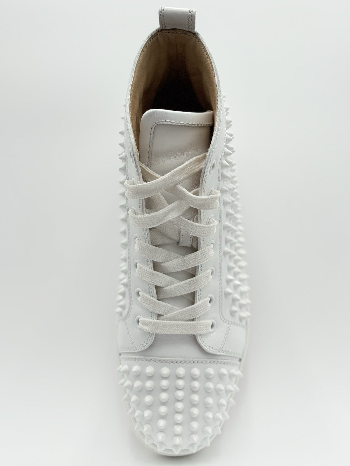 Size 40.5 (7.5 US) Christian Louboutin Spikes High ' White ' | SUPER CLEAN!