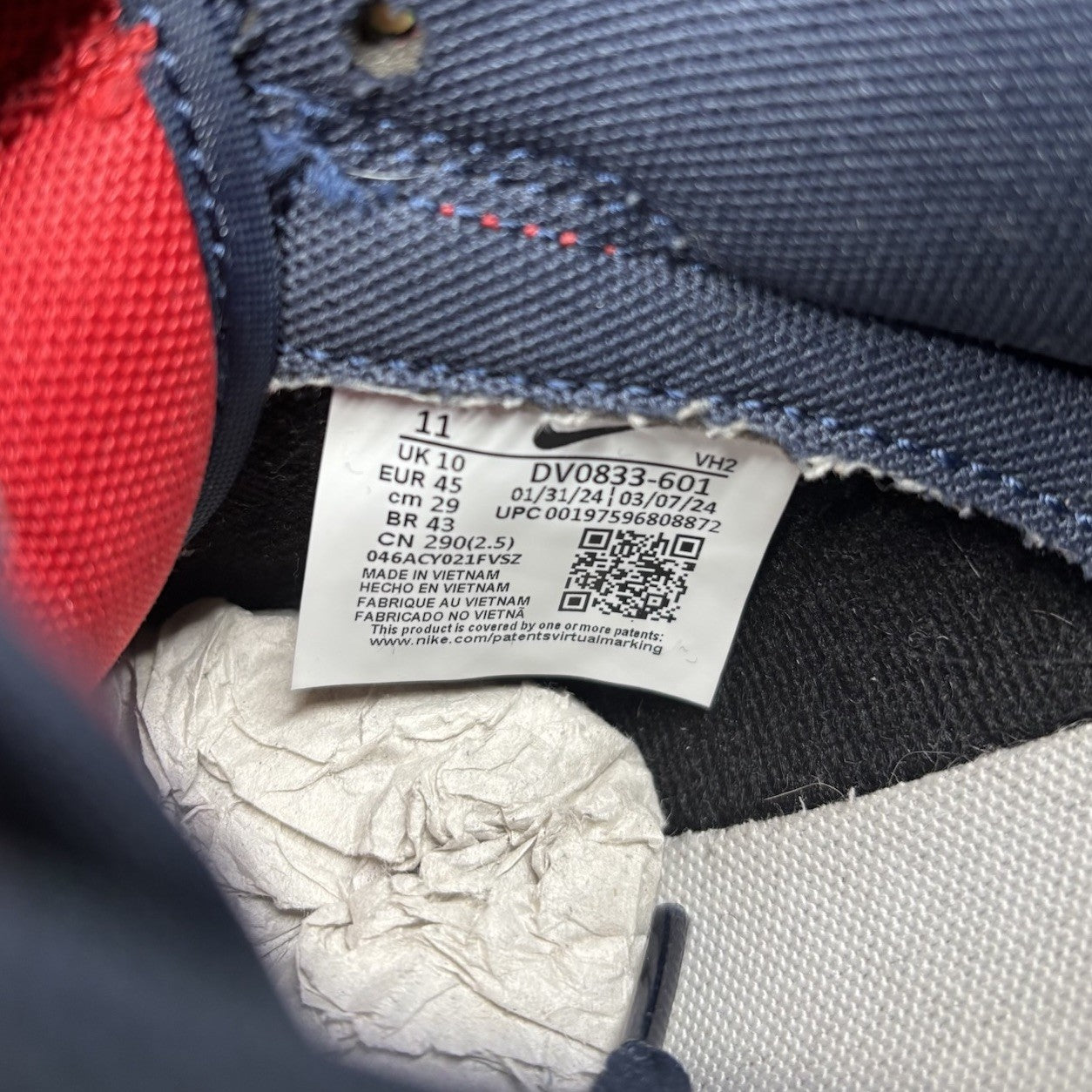 Size 11 - Nike Dunk Retro 2024 Low Navy Red |GOOD CONDITION!
