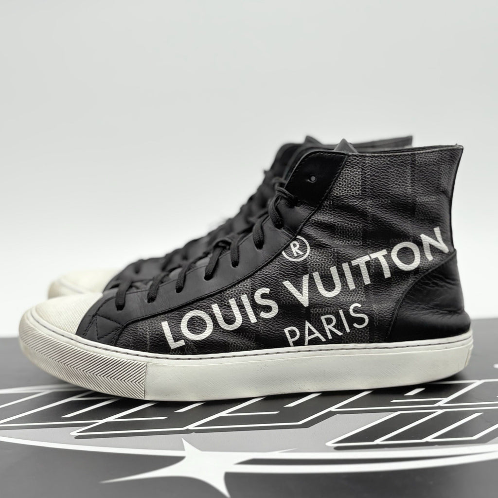 Size 7 LV (8-8.5 US) Louis Vuitton Tattoo Line High Top Damier Graphite - Black