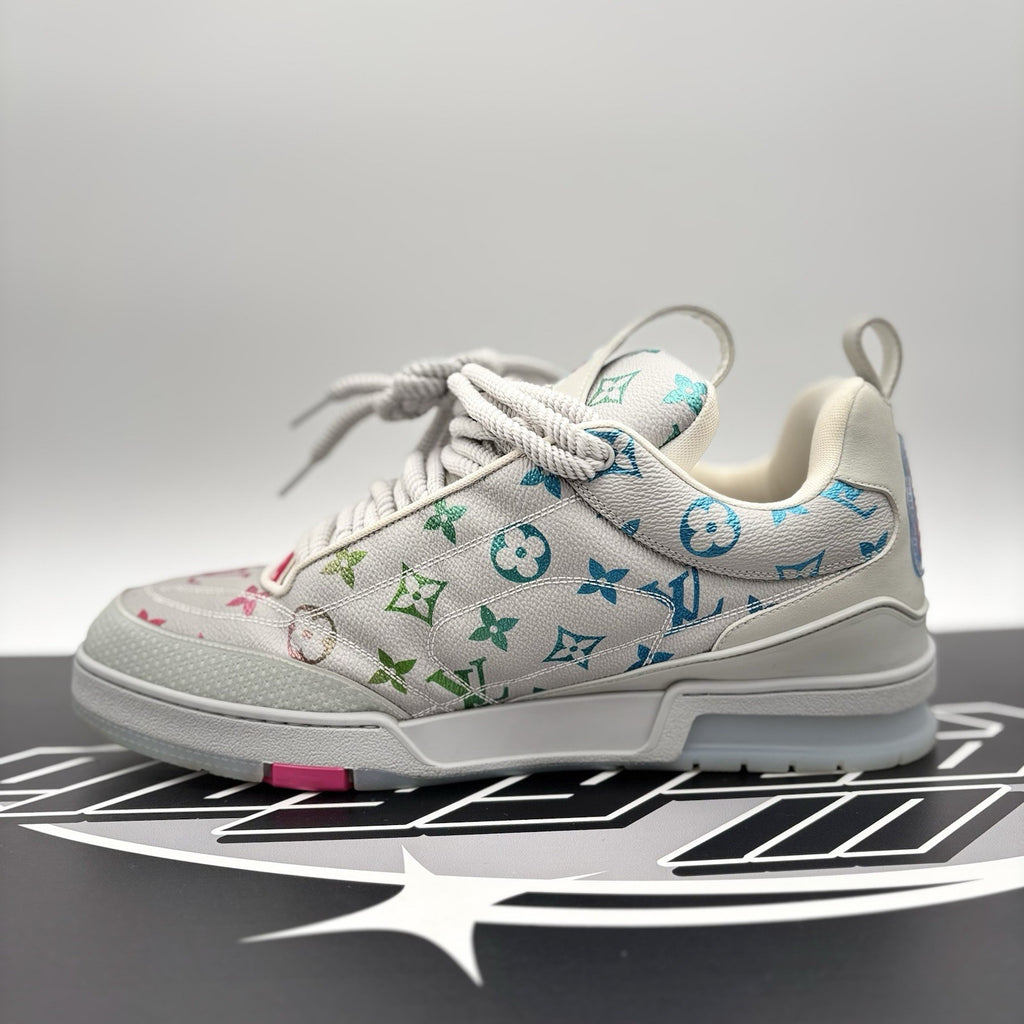 Size 11 LV (12-12.5 US) Louis Vuitton Skate ' Grey Monogram Multicolor' | GREAT!