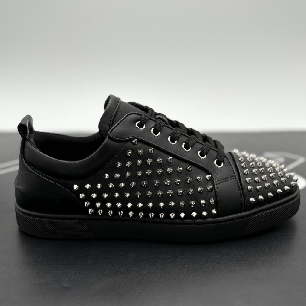 Size 43 (10 US) Christian Louboutin Low Silver Spikes ' Black ' | SUPER CLEAN!