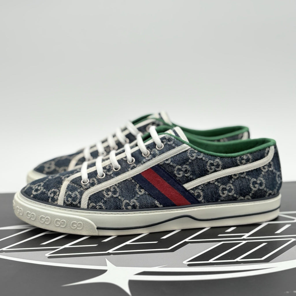 Size 11 G (11.5 US) - Gucci Tennis 1977 Denim GG Print Sneaker | GREAT CONDITION
