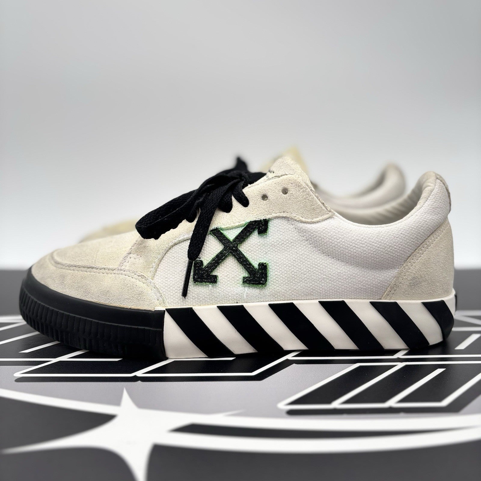 Size 41 (8 US) Off-White Vulc Sneaker ' Canvas White, Black ' | GOOD CONDITION!