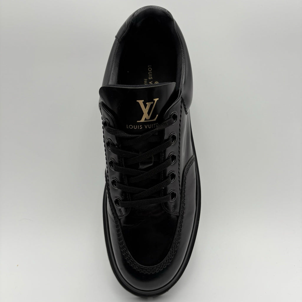 Size 7 LV (8-8.5 US) Louis Vuitton Leather Derby Sneaker ' Black ' | SUPER CLEAN