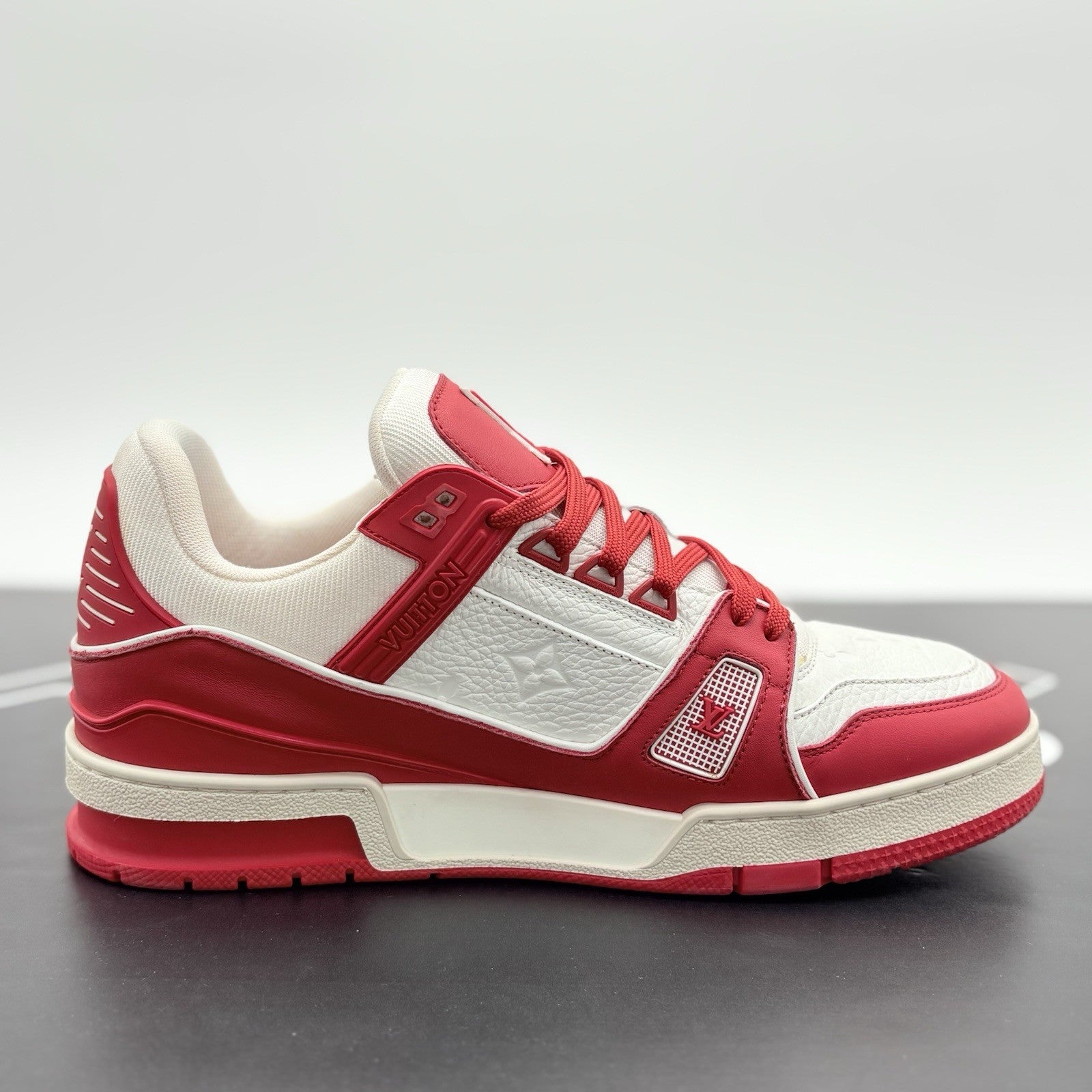 Size 7 LV (8-8.5 US) Louis Vuitton Trainer  ' Red White ' | SUPER CLEAN!