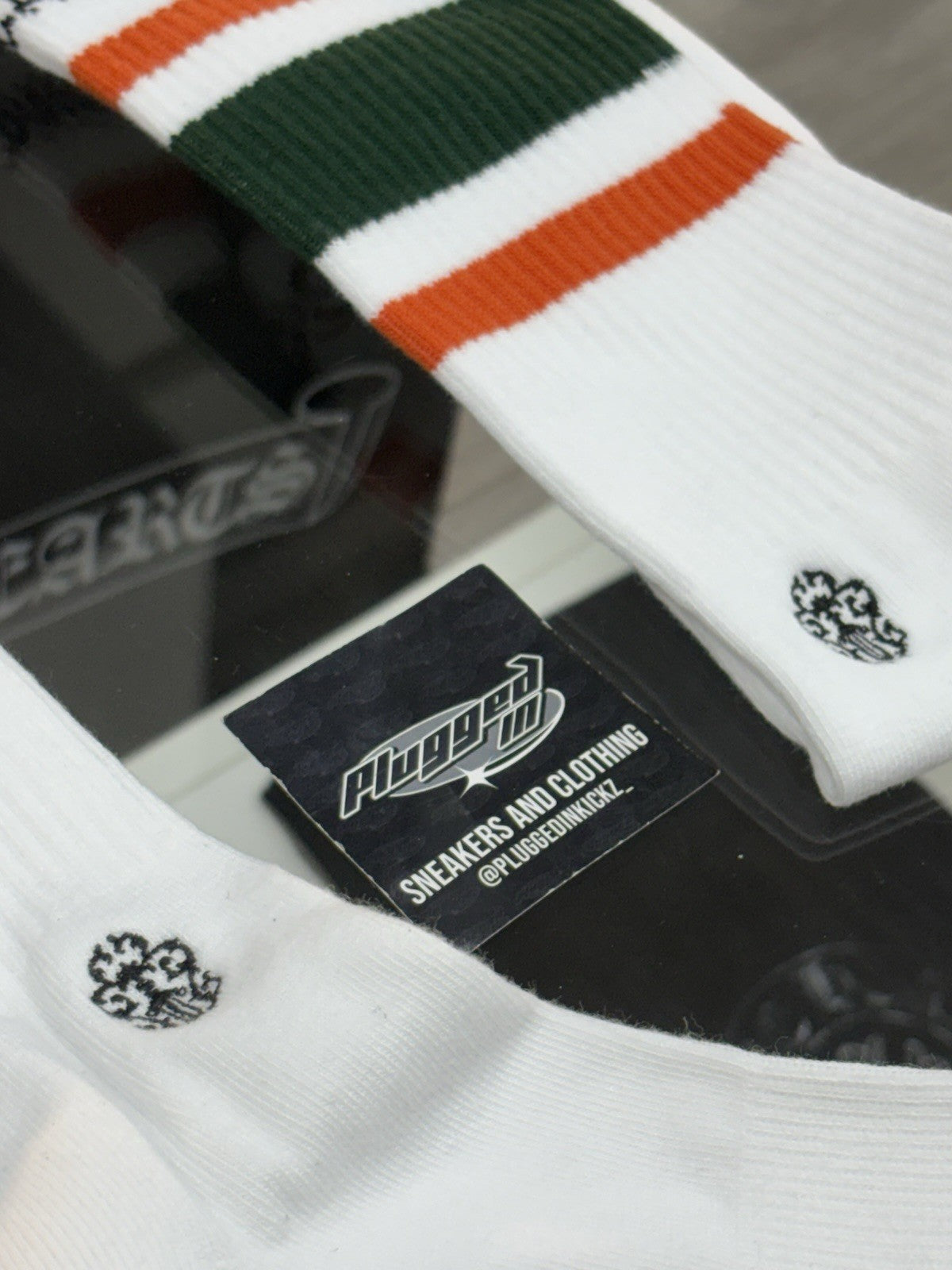Size Medium (6-9 US) - Chrome Hearts Miami Socks ' White ' | NEW!