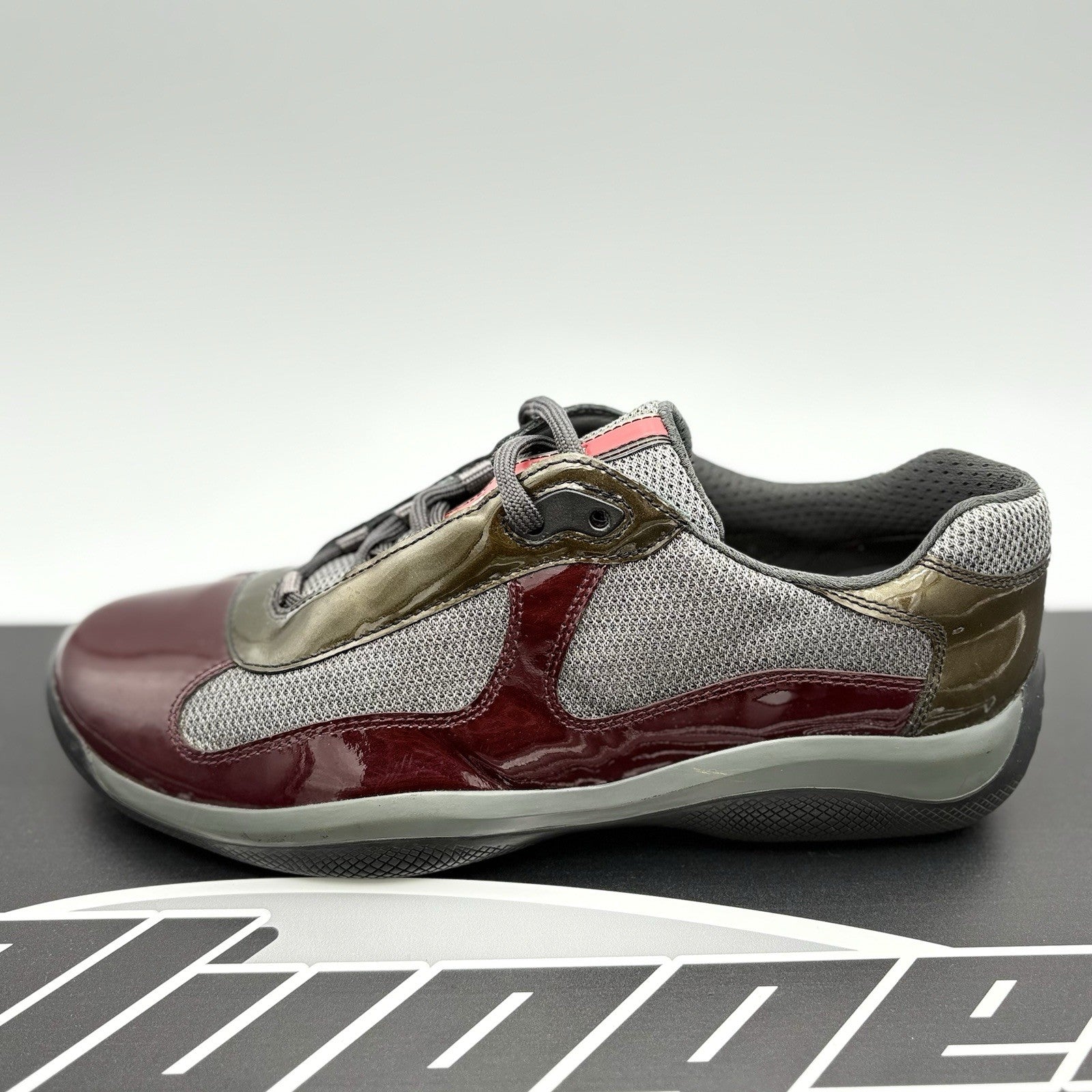 Size 8 UK (9 US) - Prada Americas Cup ' Burgundy Grey ' | SUPER CLEAN!