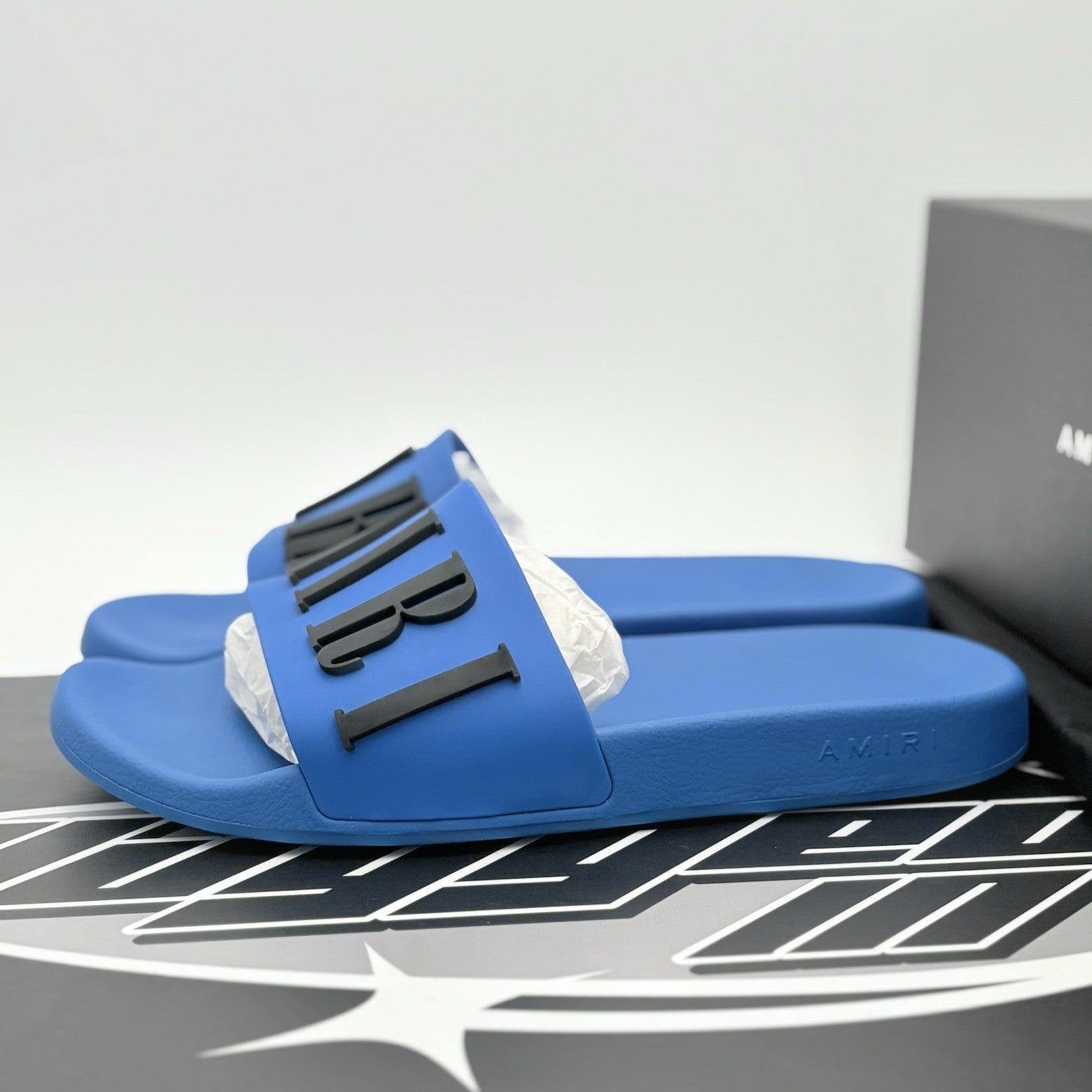 Size 45 - Amiri Logo Slides ' Blue ' | BRAND NEW!