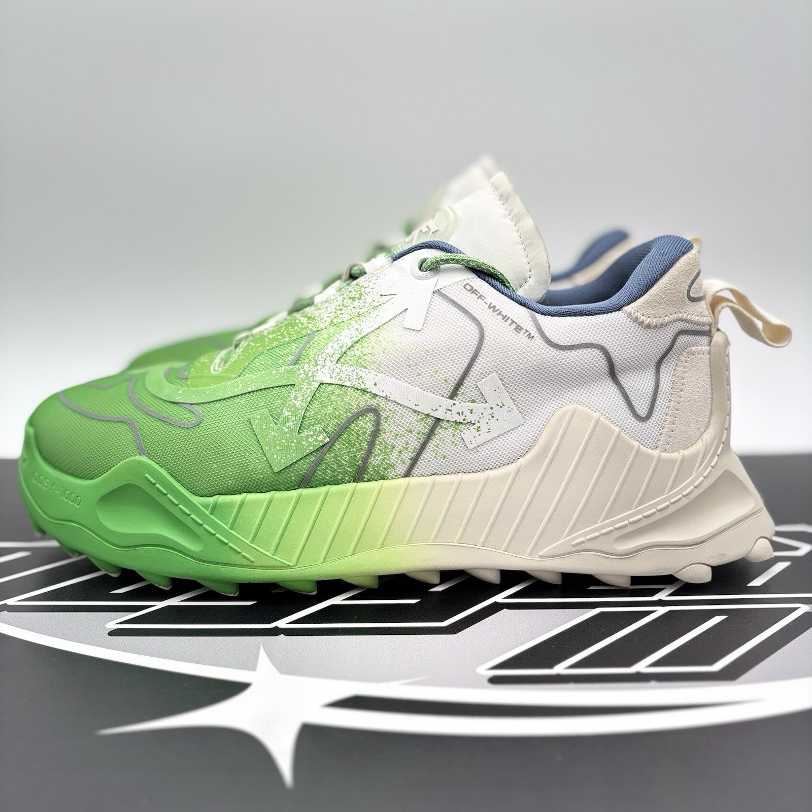 Size 45 (12 US) Off-White ODSY-1000 ' White, Green Spray Paint ' | GREAT!