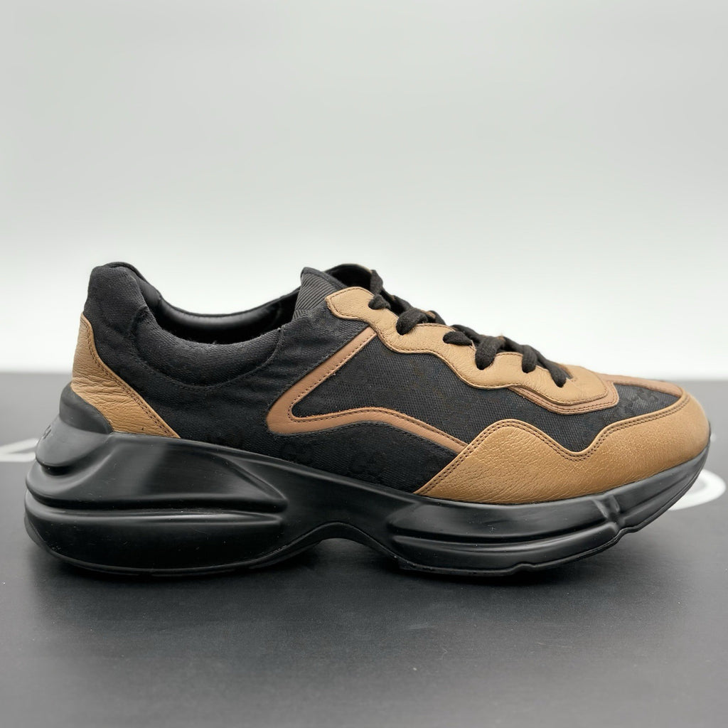 Size 12 G (12.5 US) Gucci Rhyton GG Supreme ' Black Khaki Beige ' | GREAT COND!