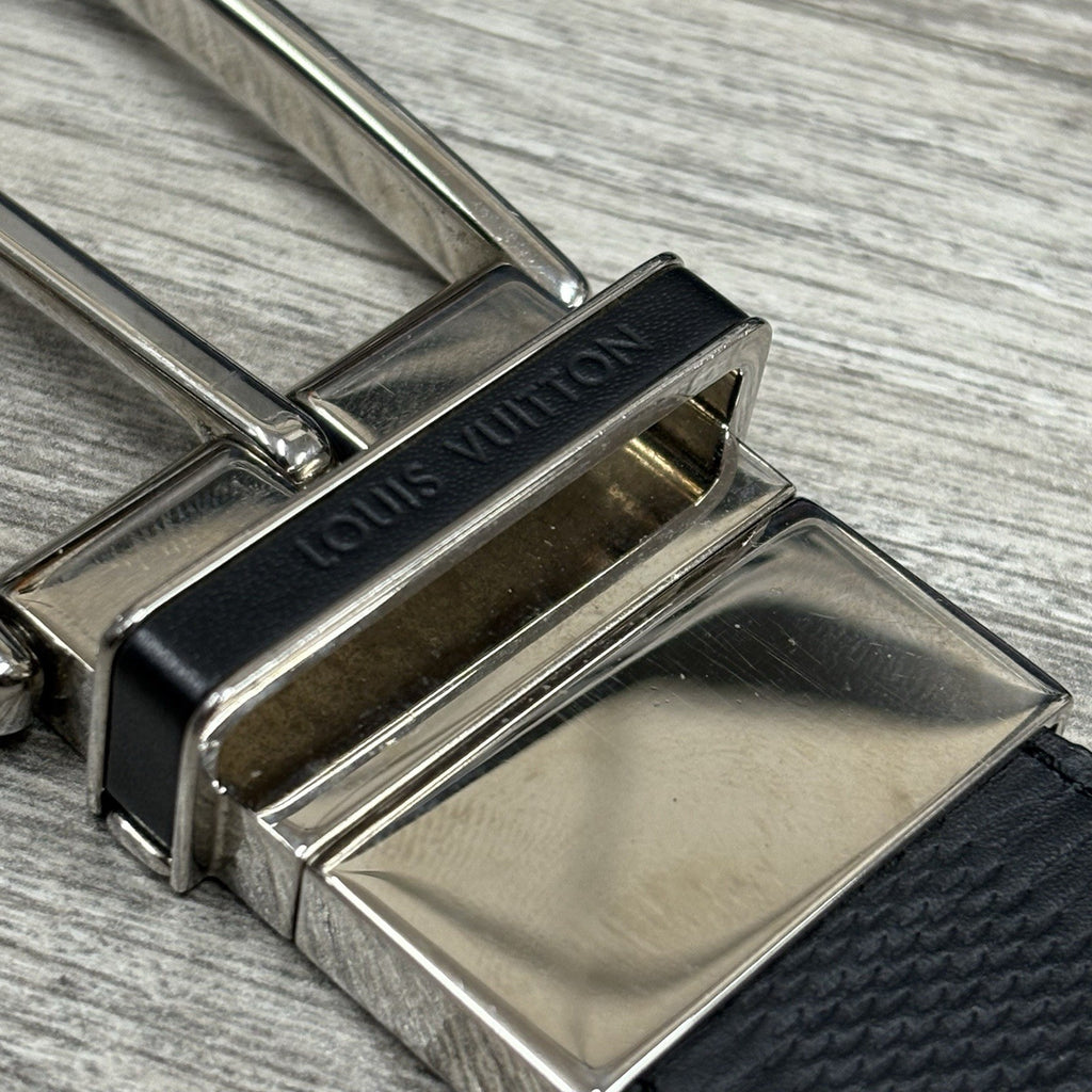 Louis Vuitton Leather Belt Silver Buckle ' Black '