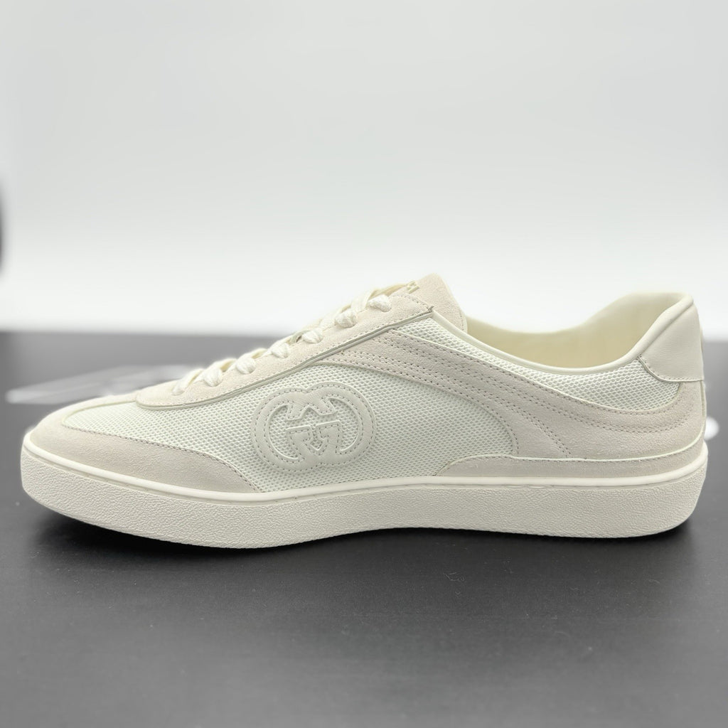 Size 9.5 G (10 US) Gucci G75 Interlocking G Suede Sneaker ' Beige White ' | NEW!