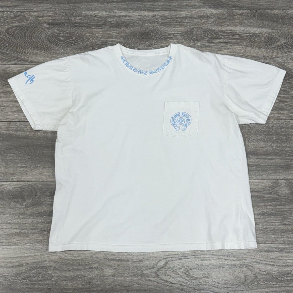 Size XL - Chrome Hearts St. Barth Collar Print T-Shirt ' White Blue '