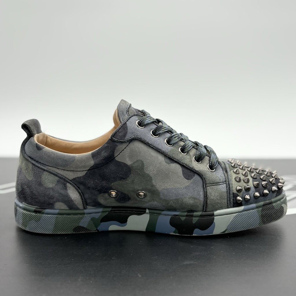 Size 41 (8 US) Christian Louboutin Louis Junior Spikes Camouflage Print | GOOD