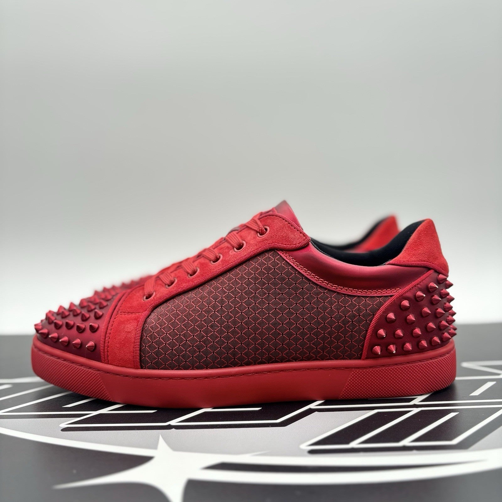 Size 43 (10 US) Christian Louboutin Low Spiked  ' Black Red ' | EXCELLENT!