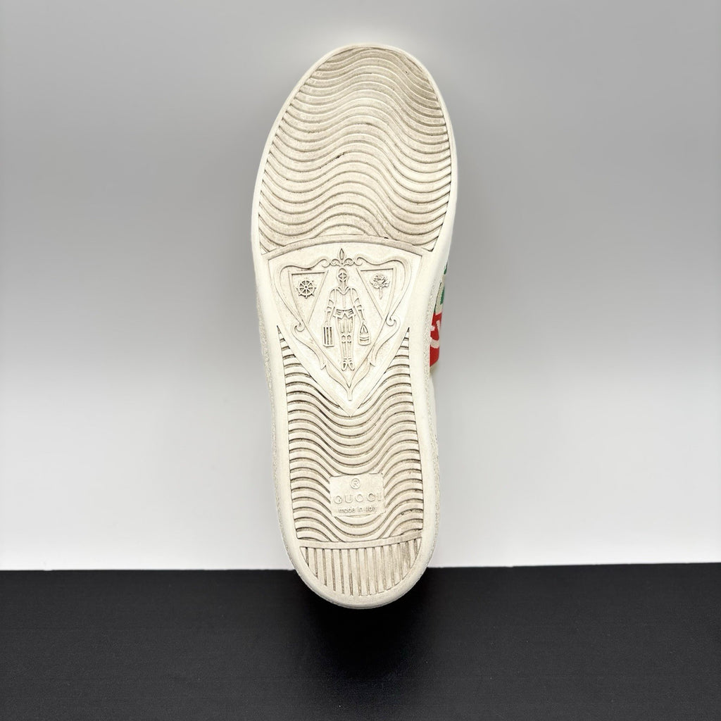 Size 38.5 (7 W US) - Gucci Ace Web 'Interlocking G - White Red Green ‘ | GOOD!