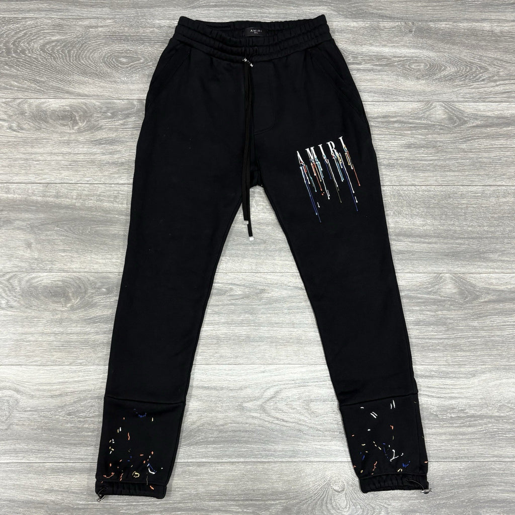Size Small - Amiri Core Logo Paint Drip Sweatpants ' Black ' | SUPER CLEAN!