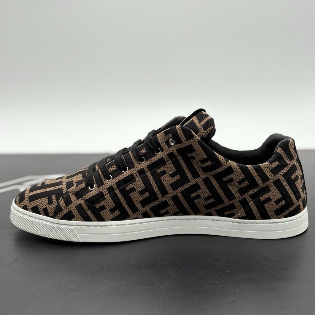 Size 11 UK (12 US) Fendi FF Motif Lace Up Low Top ' Almond Black ' | SUPER CLEAN