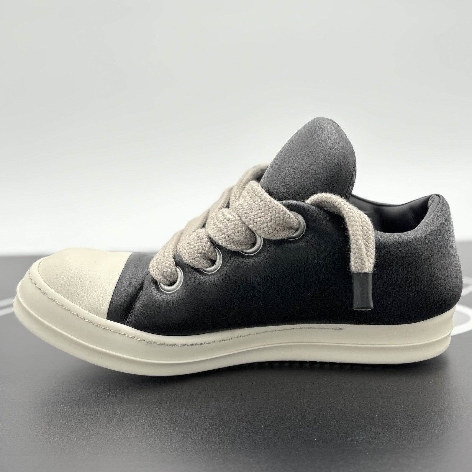 Size 44 (11 US) - Rick Owens Jumbo Lace Puffer Low ' Black Milk ' | GREAT COND!
