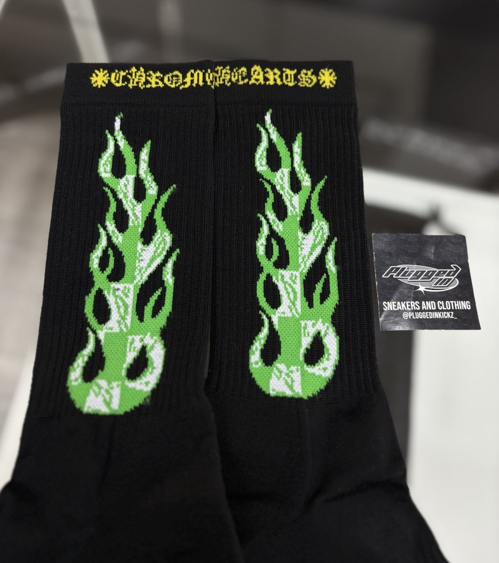 Size Small (4-6 US) - Chrome Hearts X Matty Boy Flame Socks ' Black ' | NEW!