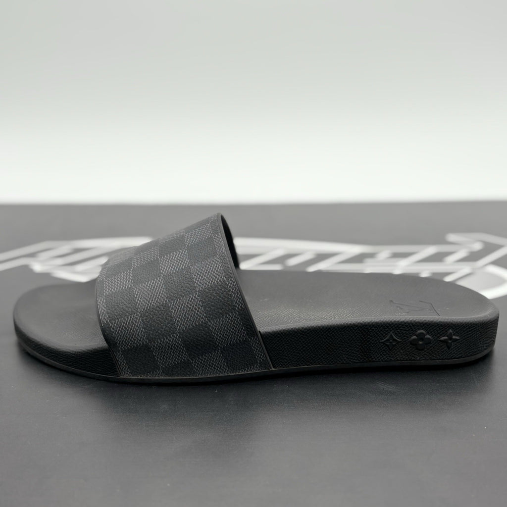 Size 10 LV (11-11.5 US) Louis Vuitton Damier Sandals ' Black Grey ' | GREAT COND