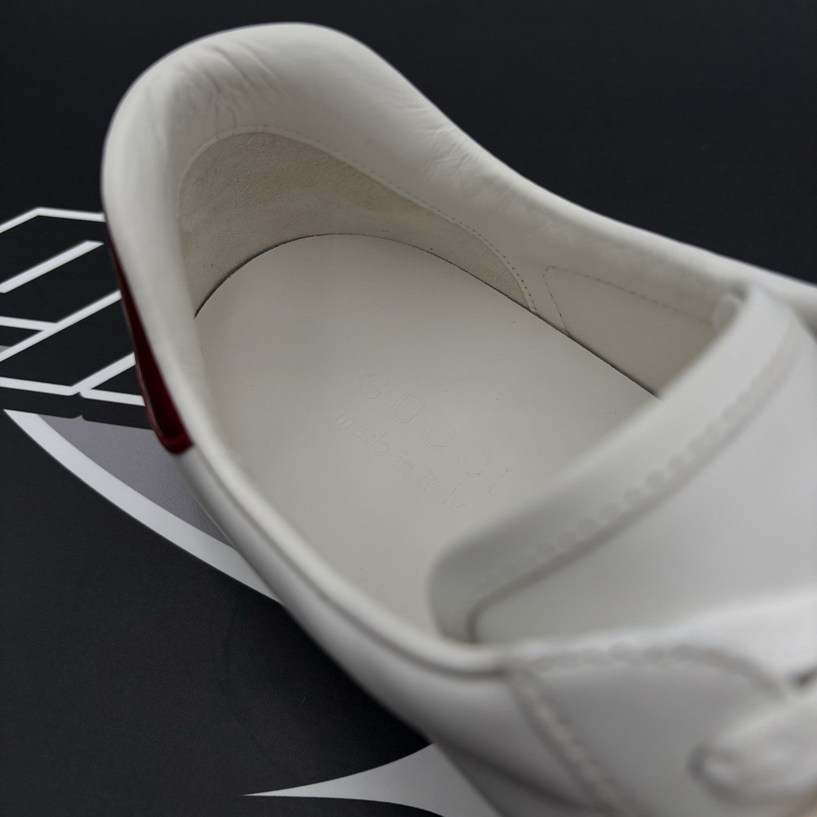 Size 8.5 G (9 US)- Gucci Ace Leather  With Strap ‘ White ’ | NEW!