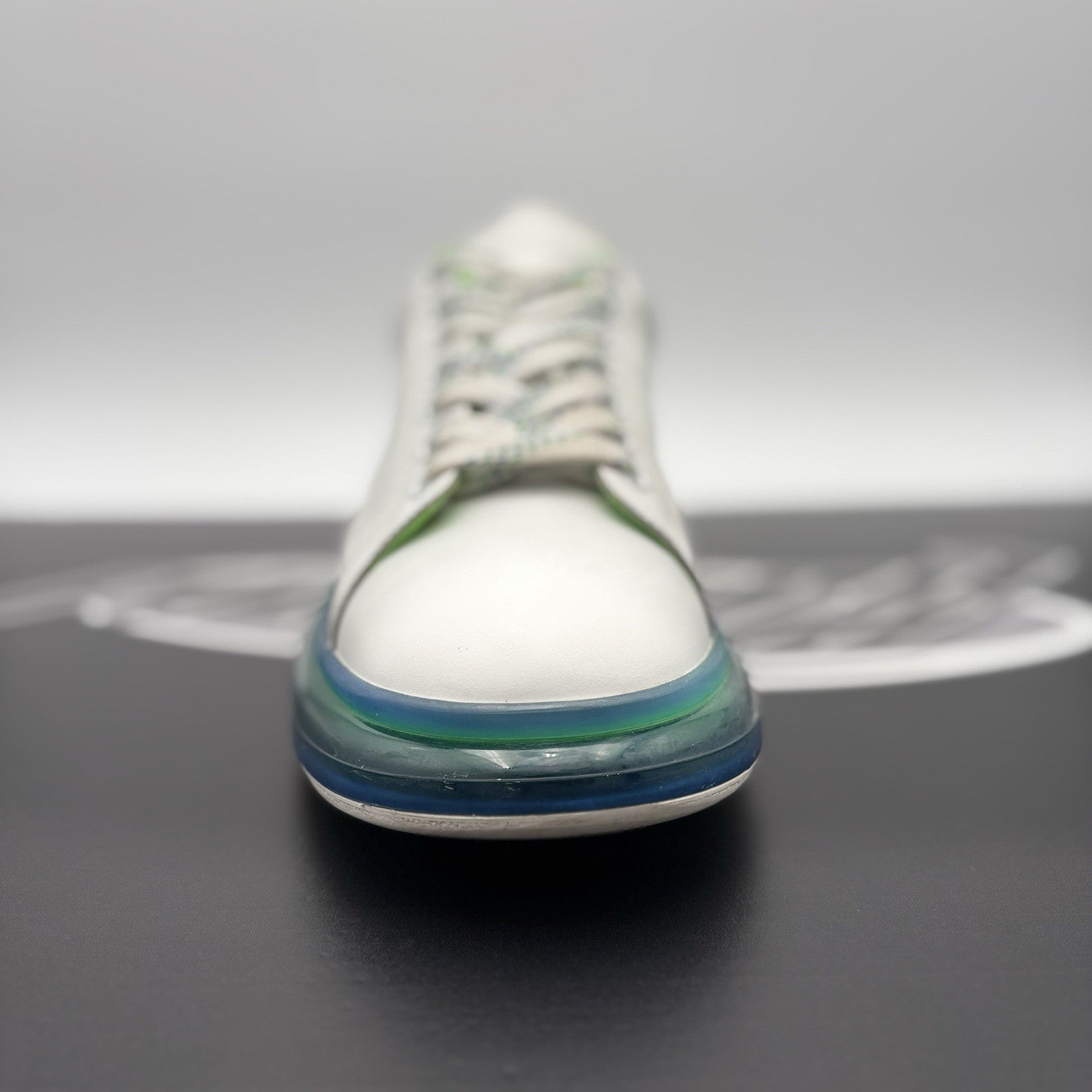 Size 45 (12 US) Alexander McQueen ' Transparent Sole White, Lime '