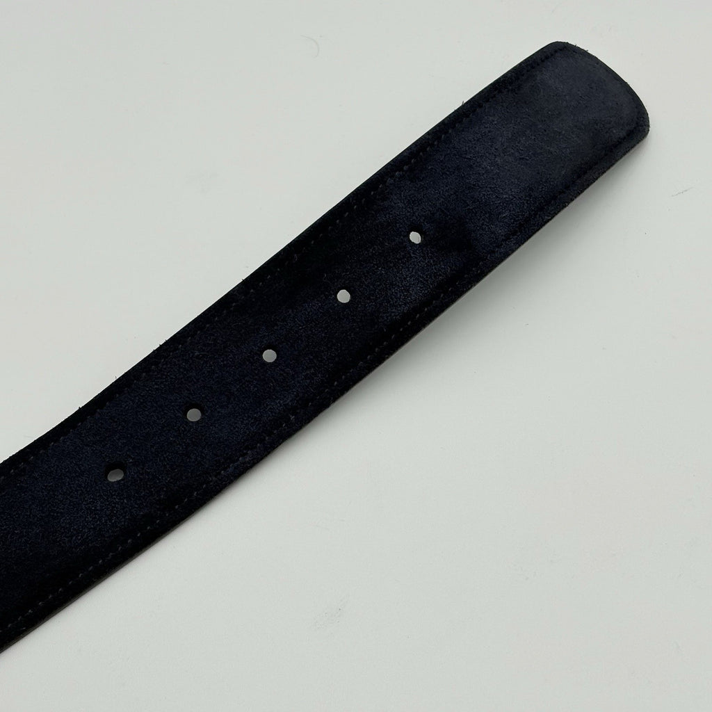 Gucci Belt GG Interlocking Buckle Suede & Leather Belt ' Blue '