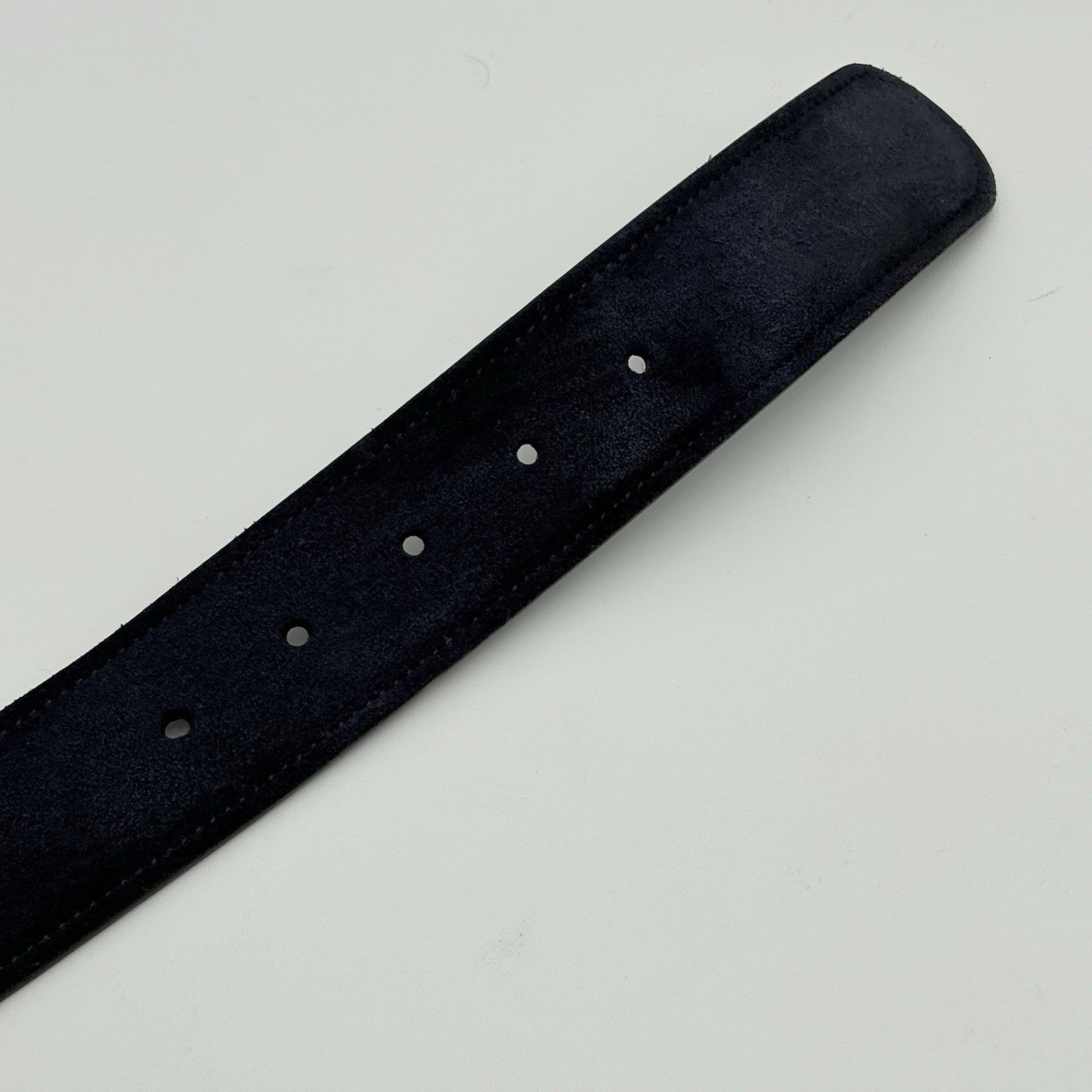 Gucci Belt GG Interlocking Buckle Suede & Leather Belt ' Blue '