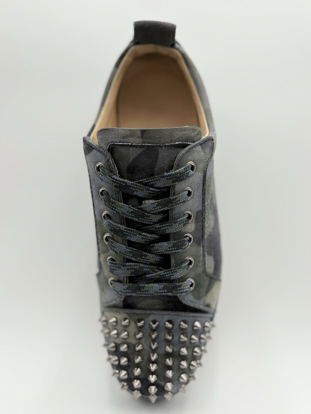 Size 41 (8 US) Christian Louboutin Louis Junior Spikes Camouflage Print | GOOD