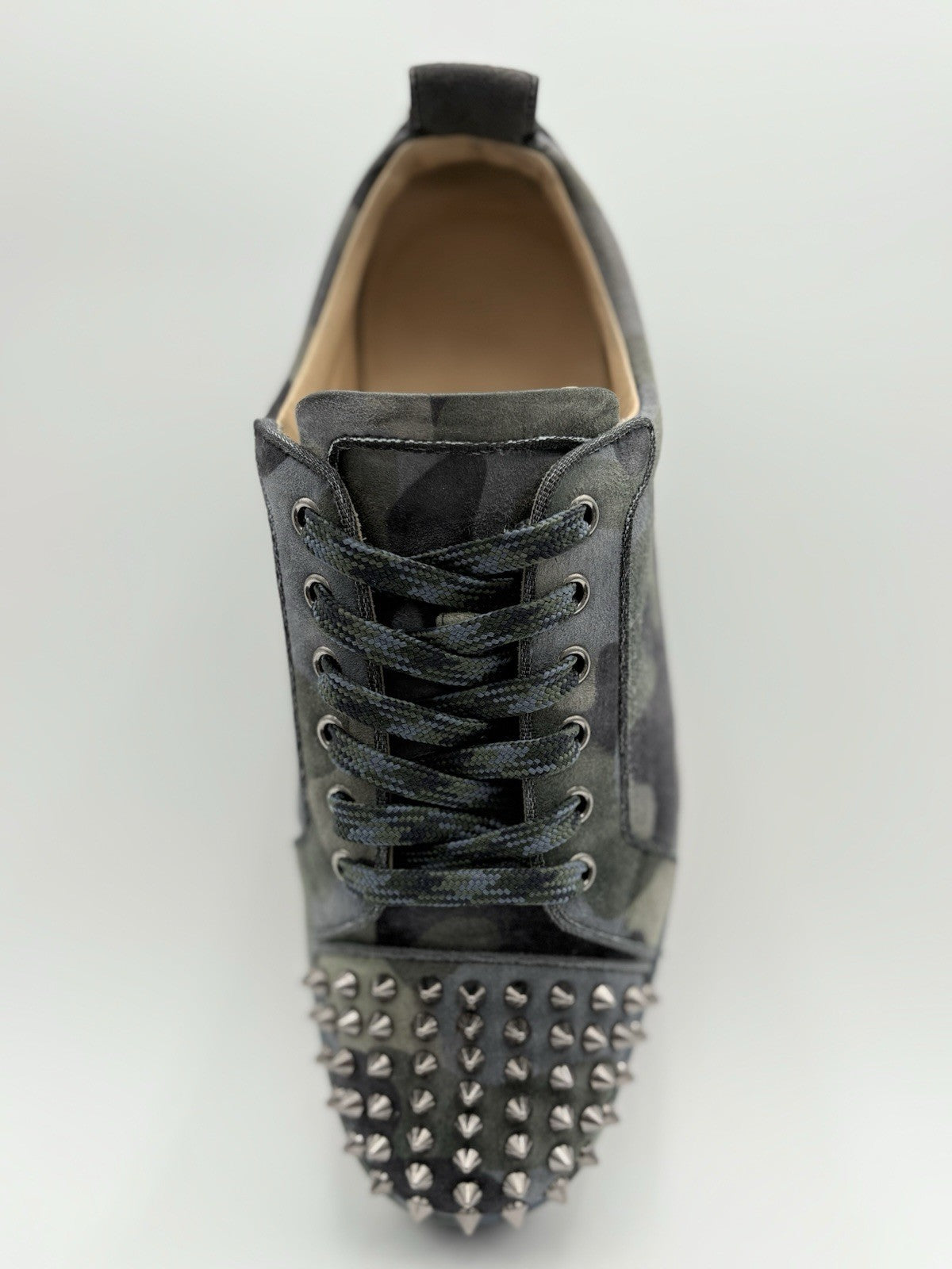 Size 41 (8 US) Christian Louboutin Louis Junior Spikes Camouflage Print | GOOD