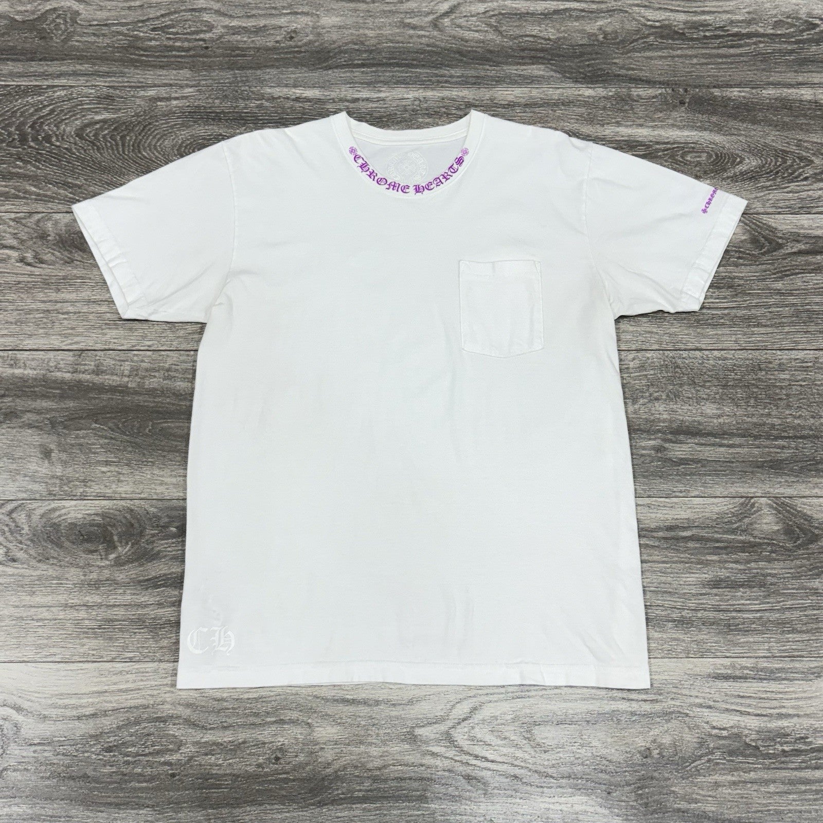 Size XL - Chrome Hearts Collar Print T-Shirt ' White Purple ' | WORN 1-3x