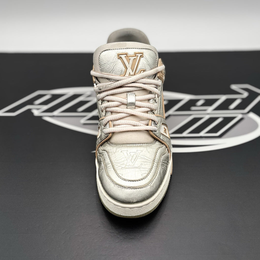 Size 6 LV (7-7.5 US ) Louis Vuitton Trainer ' Metallic, Beige '