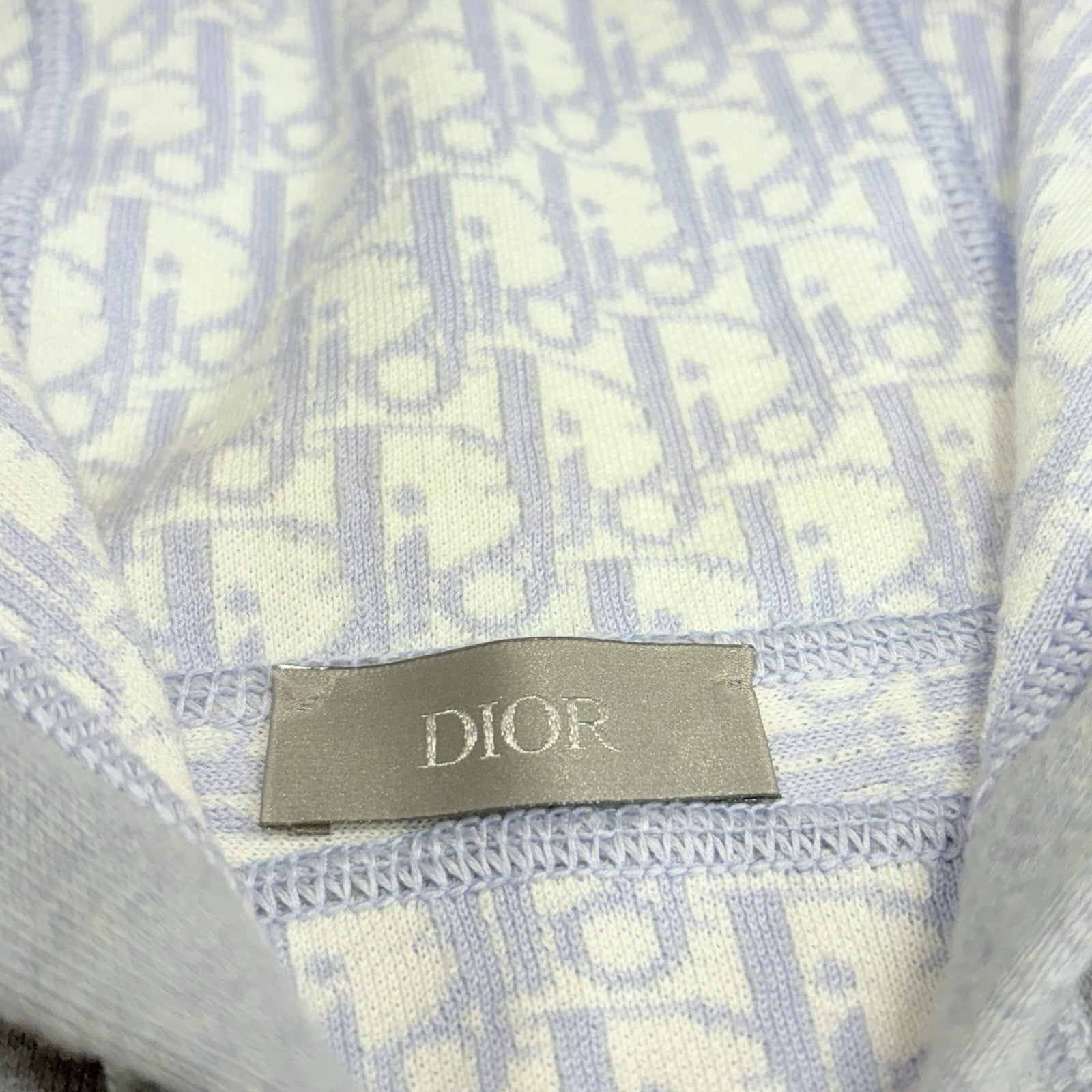 Size XL - Dior Cashmere Knit & Blue Cotton Hooded Track Jacket  | SUPER CLEAN!