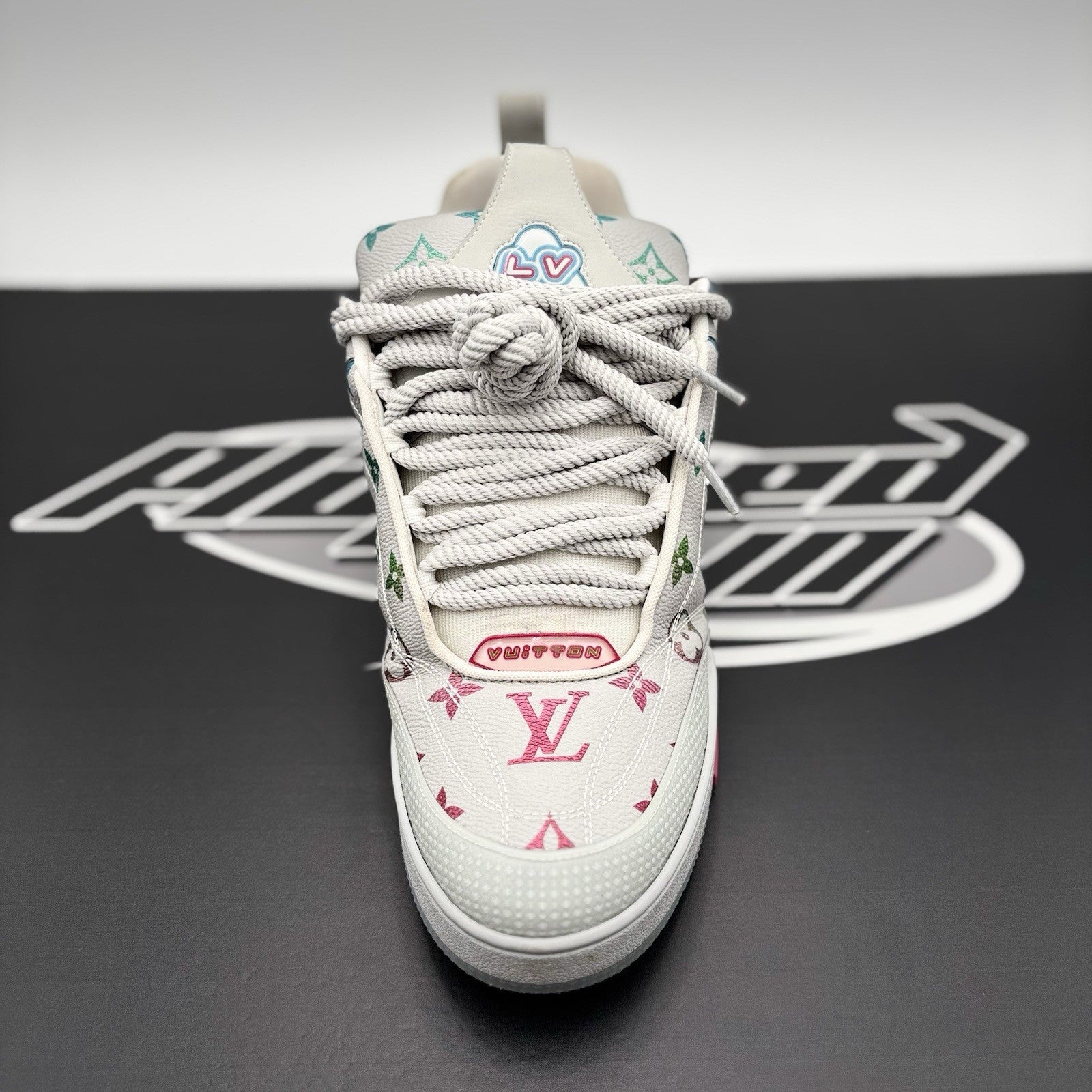 Size 11 LV (12-12.5 US) Louis Vuitton Skate ' Grey Monogram Multicolor' | GREAT!