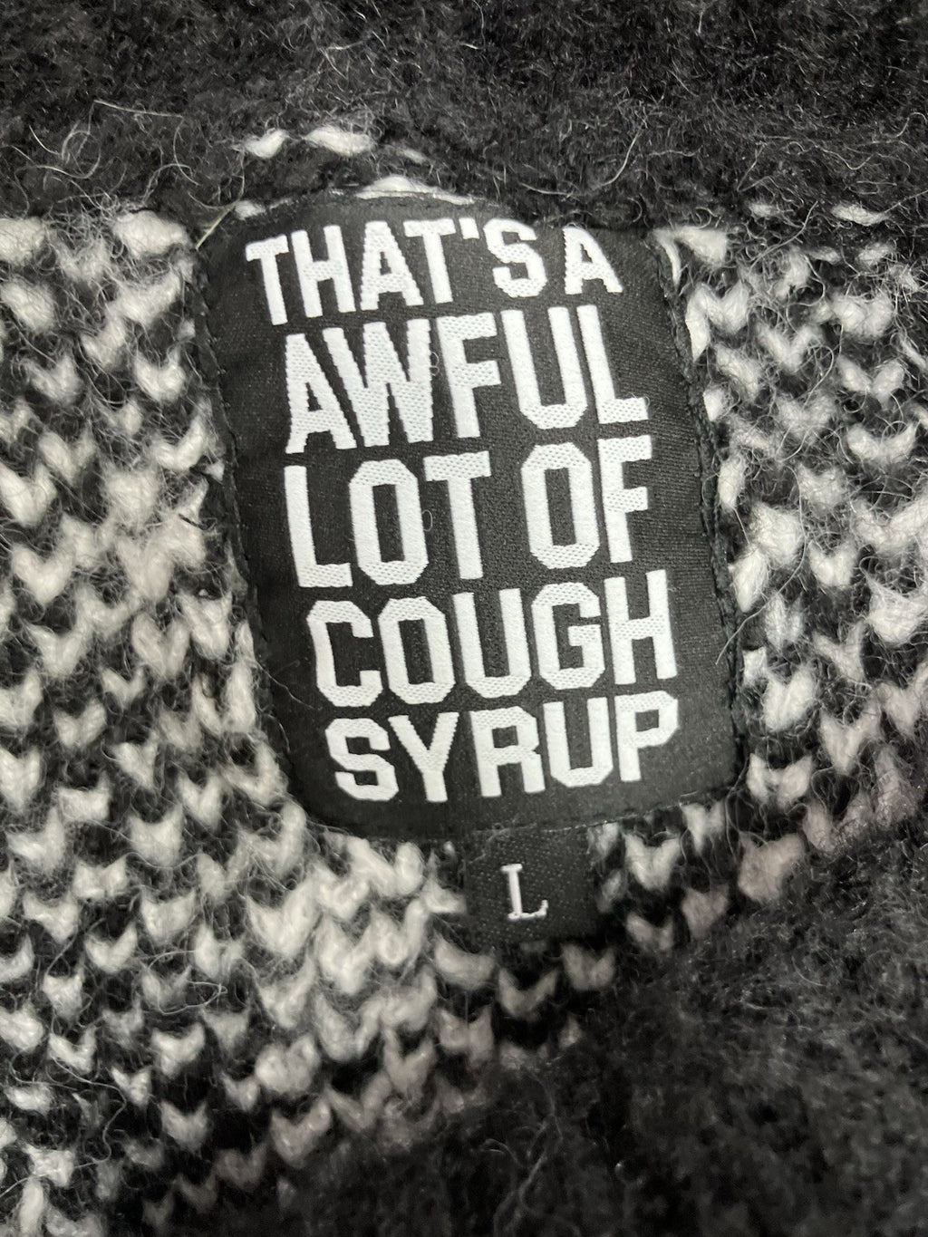 Size L - That’s A Awful Lot Of Cough Syrup Mohair Sweater ' Black ' | BRAND NEW!