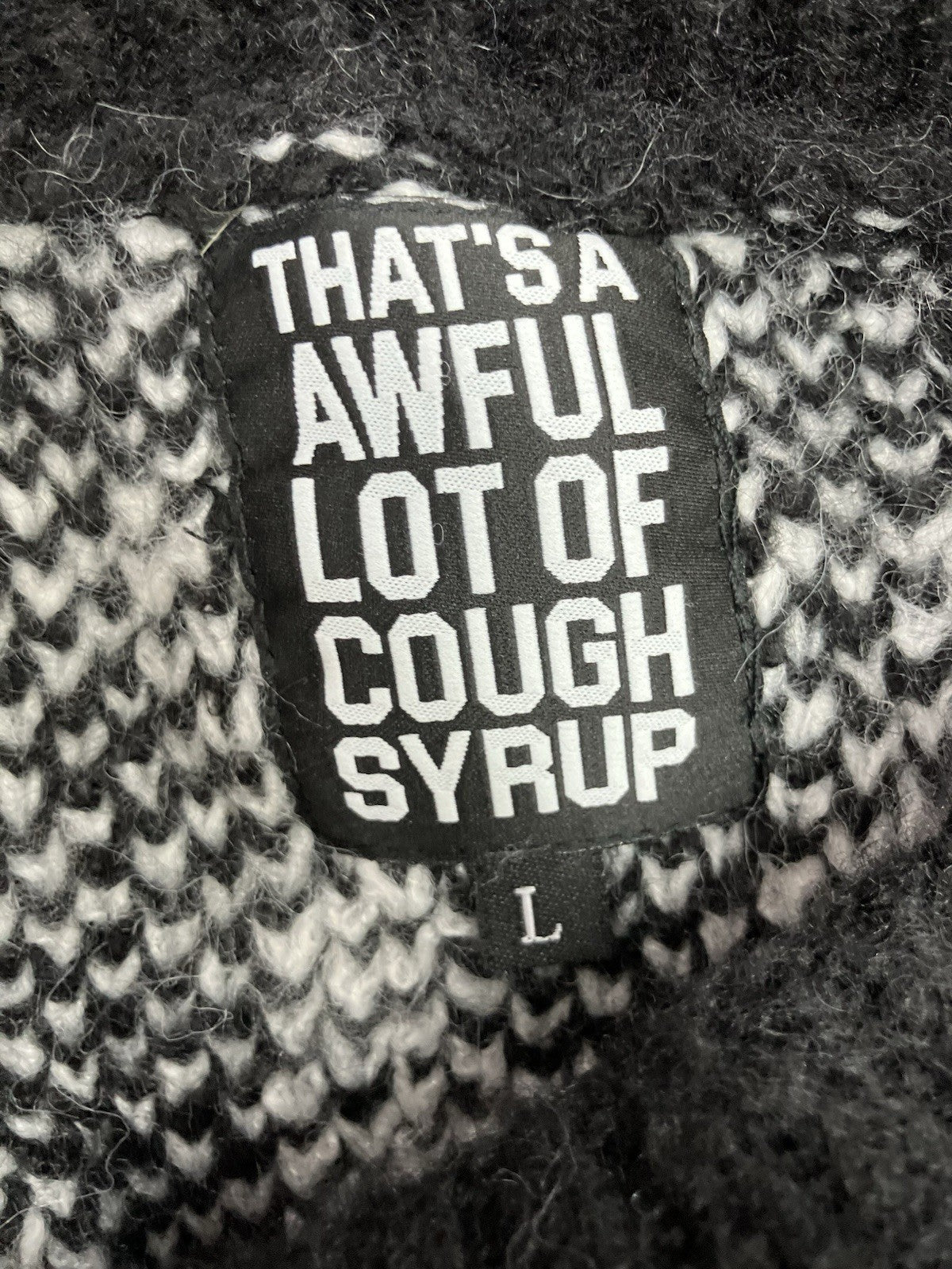 Size L - That’s A Awful Lot Of Cough Syrup Mohair Sweater ' Black ' | BRAND NEW!