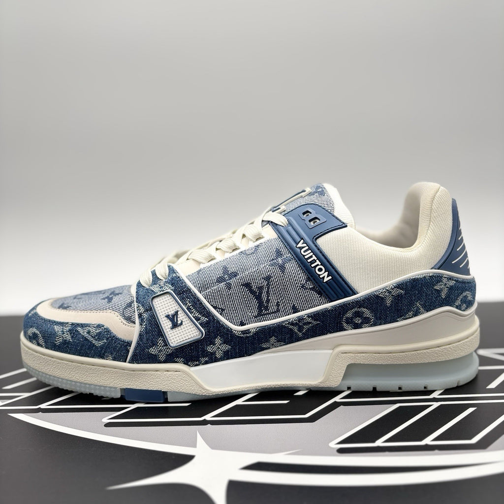 Size 11 LV (12-12.5 US) - Louis Vuitton Trainer Denim ' Navy ' | EXCELLENT!