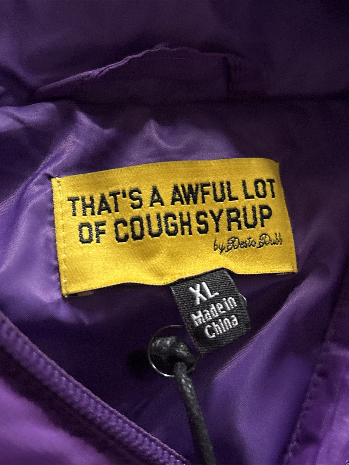 Size XL - That's A Awful Lot of Cough Syrup Puffer Jacket ' Purple ' | BRAND NEW