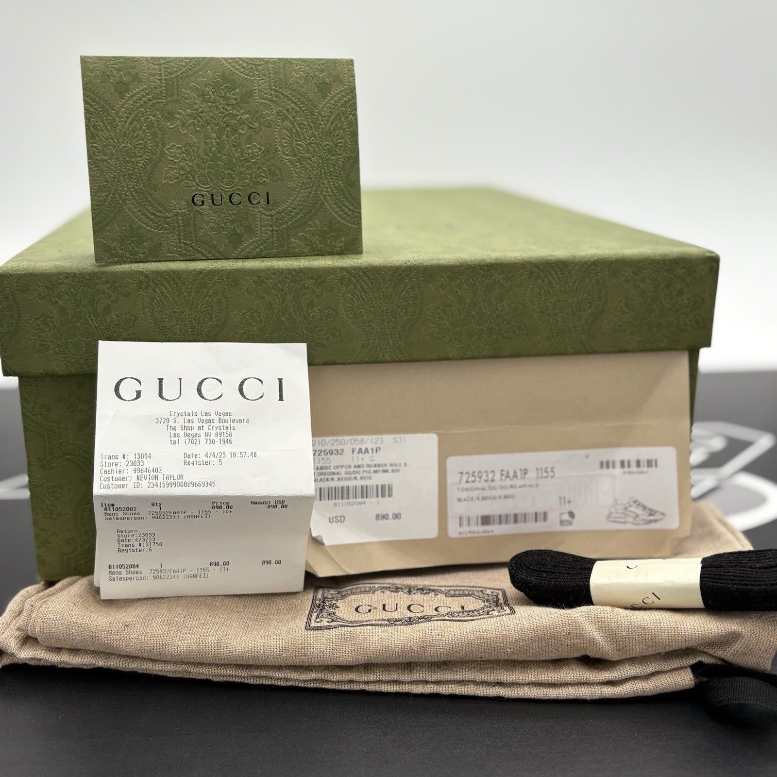 Size 11.5 G (12 US) Gucci Rhyton GG Supreme ' Black Khaki Beige ' | SUPER CLEAN!