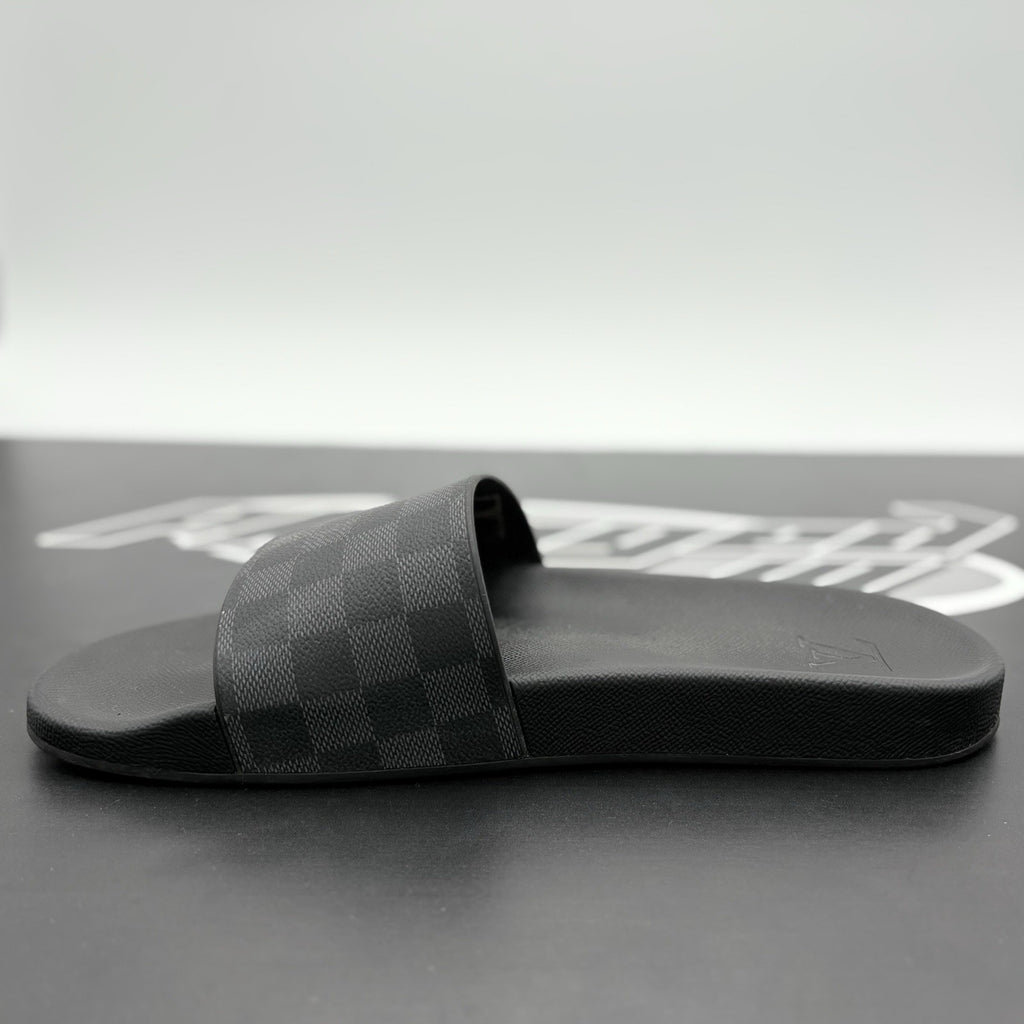 Size 10 LV (11-11.5 US) Louis Vuitton Damier Sandals ' Black Grey ' | GREAT COND