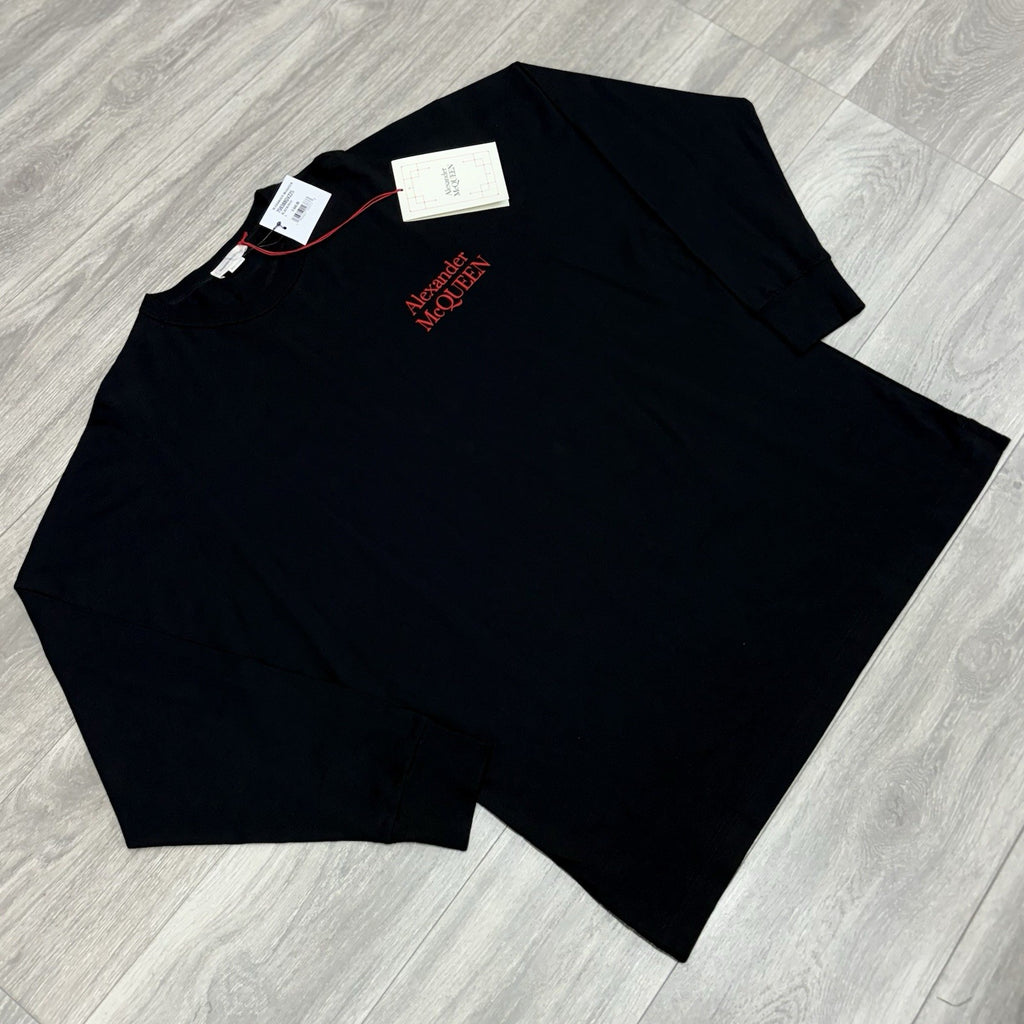 Size L - Alexander McQueen Printed Logo Long Sleeve Shirt ' Black Red ' | NEW!
