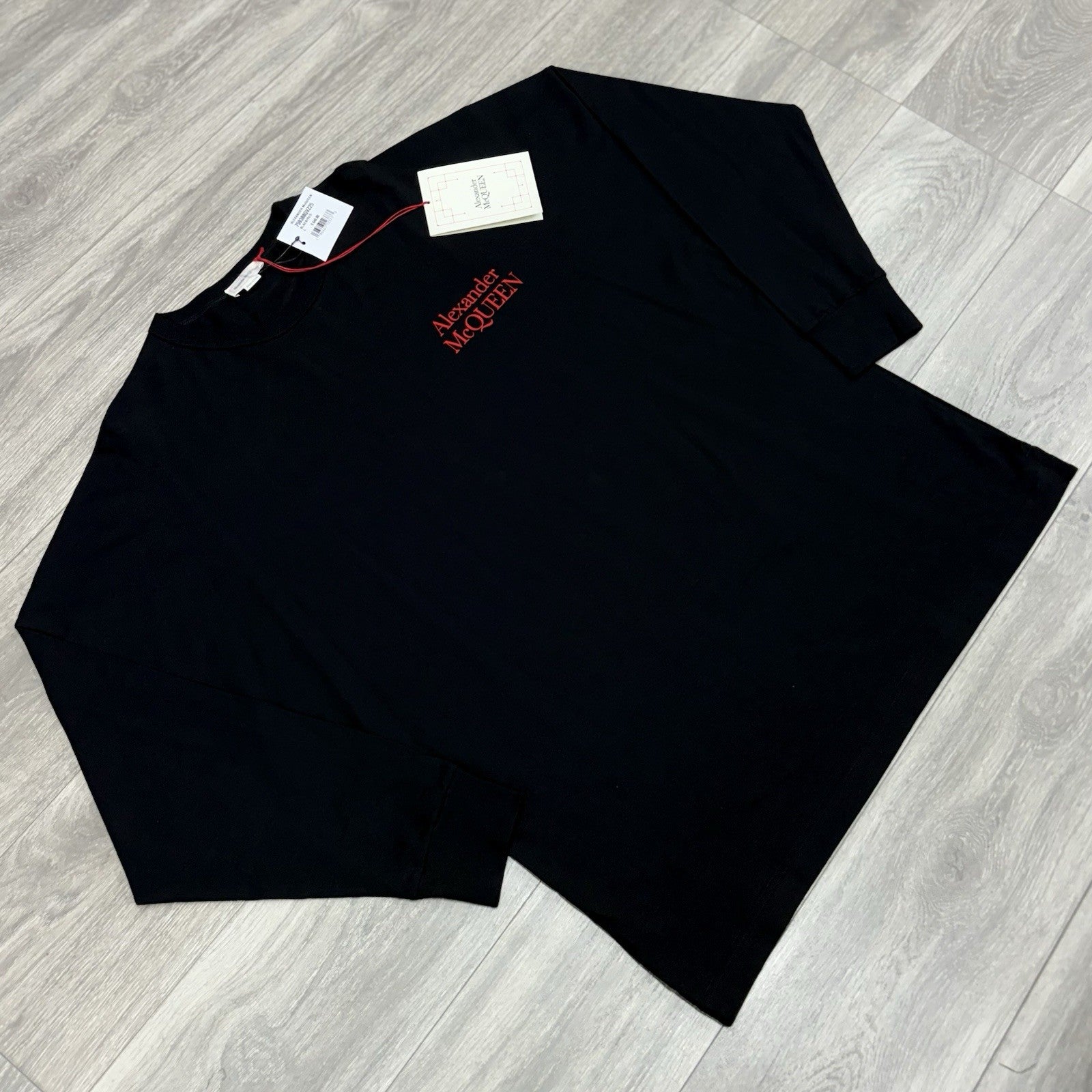 Size L - Alexander McQueen Printed Logo Long Sleeve Shirt ' Black Red ' | NEW!