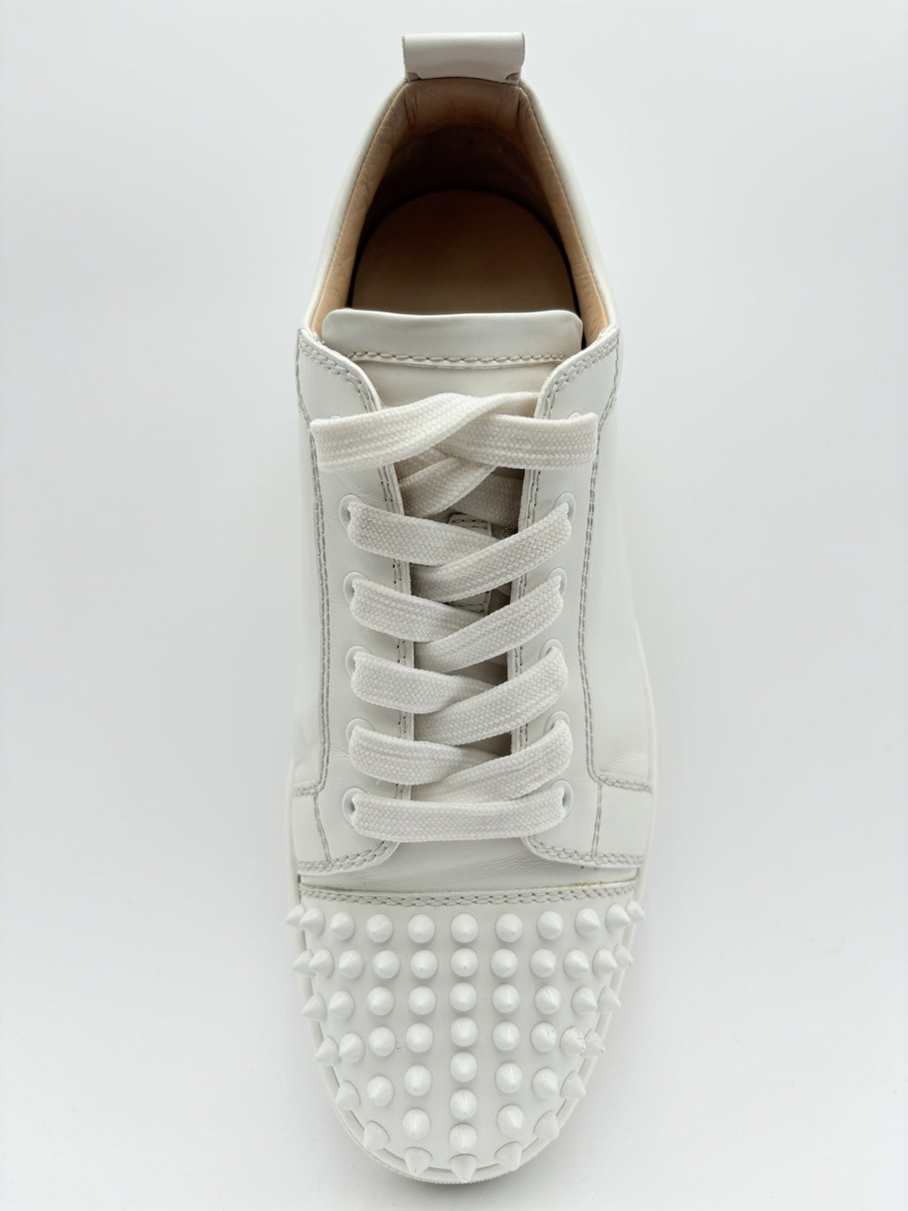 Size 42 (9 US) Christian Louboutin Leather Louis Spikes ' White ' | GREAT COND!