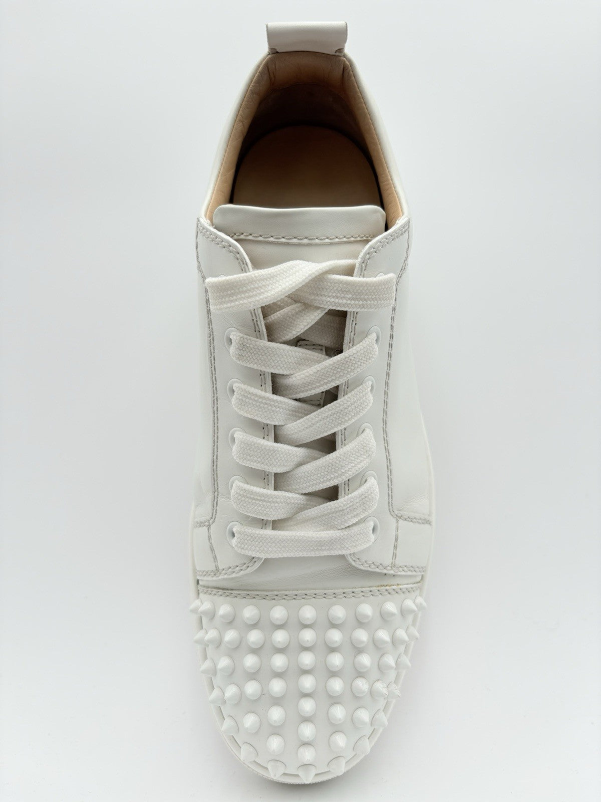 Size 42 (9 US) Christian Louboutin Leather Louis Spikes ' White ' | GREAT COND!