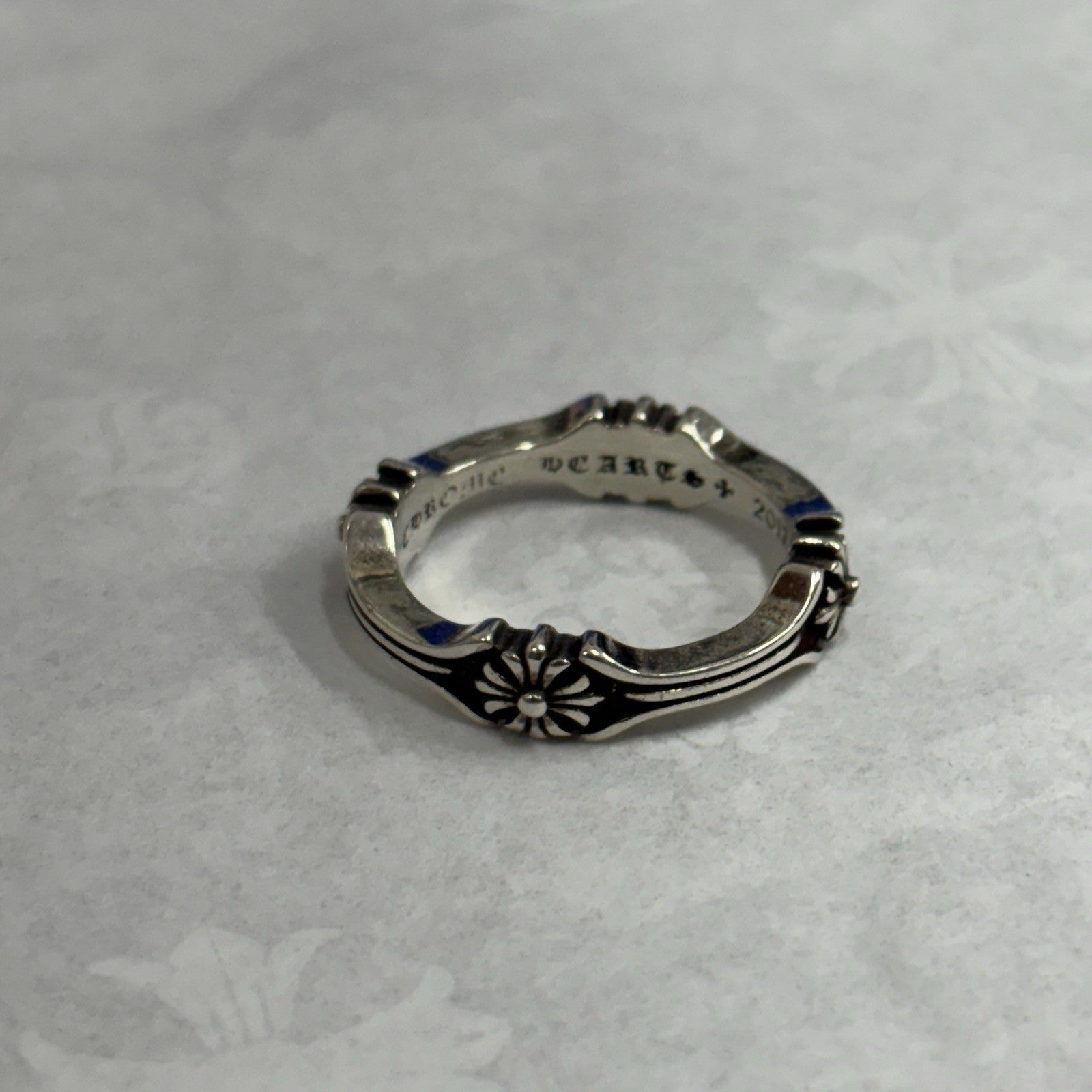 Chrome Hearts Silver Bone And Cross Ring