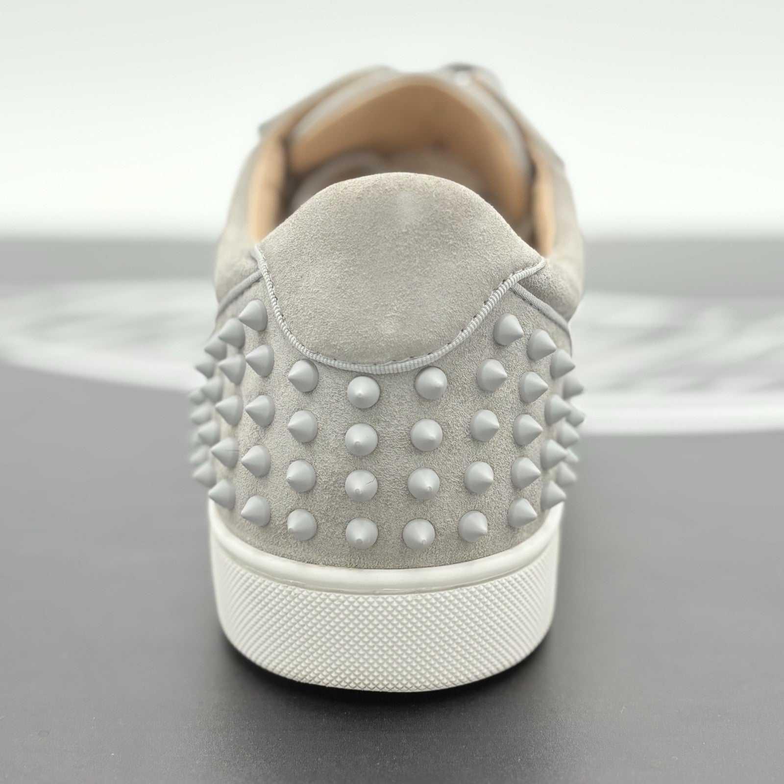 Size 45 (12 US) Christian Louboutin Suede Louis Spikes ' Grey ' | SUPER CLEAN!