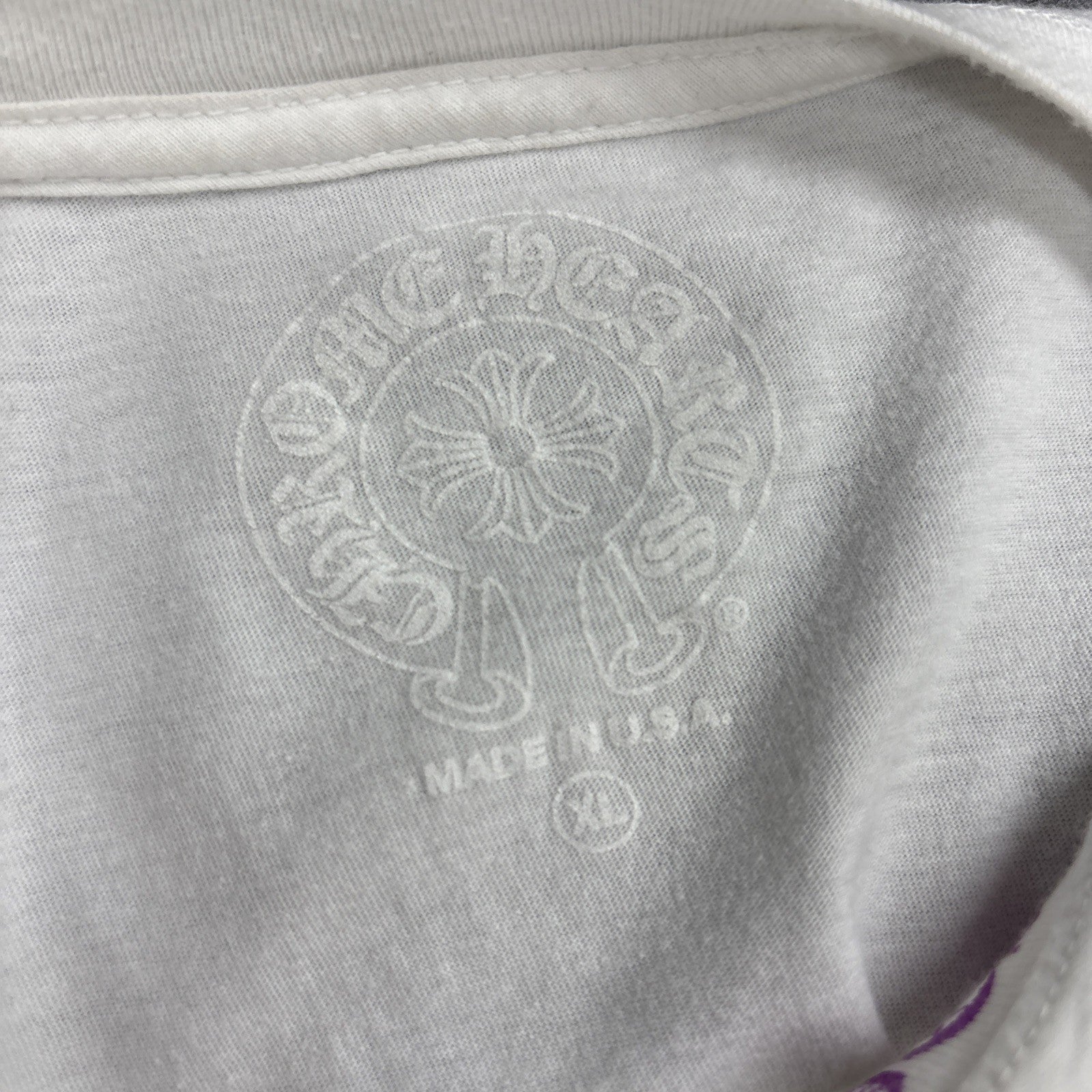 Size XL - Chrome Hearts Collar Print T-Shirt ' White Purple ' | WORN 1-3x